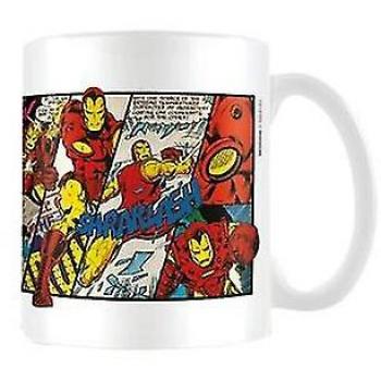 Taza Marvel Panel Iron Man - Taza de cerámica blanca con detalles en rojo y amarillo, diseño de panel de Iron Man, tamaño único