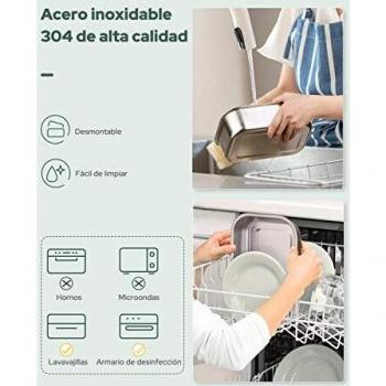 YISSVIC Fiambrera Electrica 3 en 1 12V 24V 220V Calentador de Comida Portátil Electrico 1.5L para Coche/Camión y Trabajo Acero Inoxidable 304