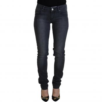 Gray Cotton Skinny Low Waist Women Casual Denim Jeans - W26