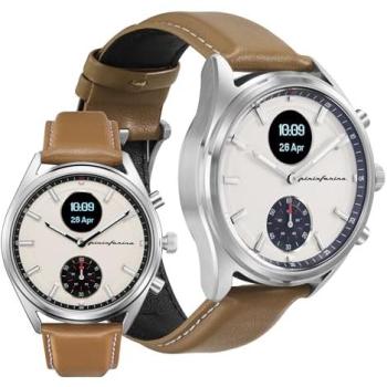 Pininfarina Sintesi Hybrid Smartwatch (44mm) - Sand Dune Edition with Analogue Display, GPS Tracking, Fitness Tracker, and Genuine Leather Strap