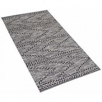 Alfombra Termal Geométrica Tufted 80 x 150 cm Negra y Blanca