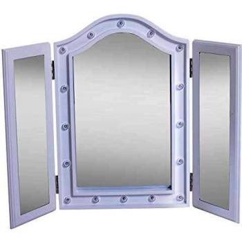 HOMCOM Espejo de Maquillaje con Luz LED Plegable Espejo Triple de Mesa Regalo Original para Mujer Cargo con Batería Espejo Cosmético con Iluminación 73x53.5x4.5cm
