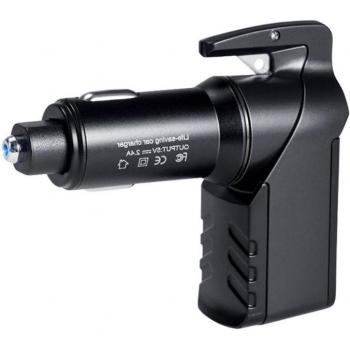 Herramienta de emergencia USB 3 en 1 para coche: rompeventanas, cortador de cinturón y cargador USB