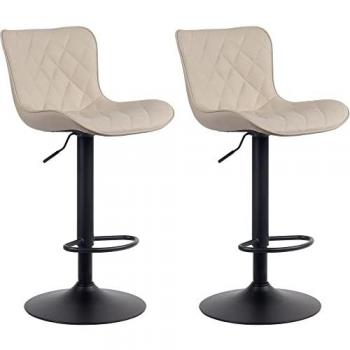 Set de 2 Taburetes de Bar Regulables en Simil Cuero Crema Emma