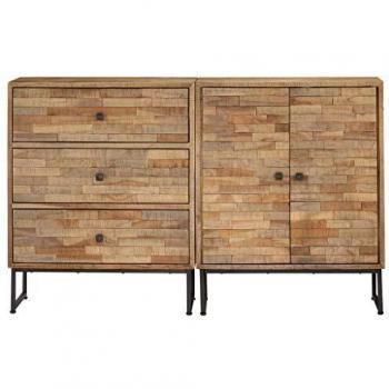 vidaXL Teca Conjunto Aparadores 2 Piezas Madera Mesa Mesilla Mueble Auxiliar