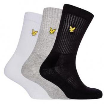 Lyle & Scott Men's Premium Cotton 3 Pack Socks - Black, Grey Marl, White - One Size