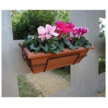 JARDINERA DE BALCÓN FLORIA TEJA CON SOPORTE