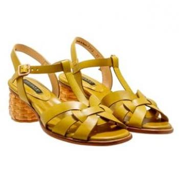 Sandalias de piel con tacón Neosens S3302 Malvasia amarillo para mujer