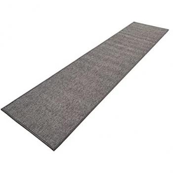 Alfombra Larga Rustic Antracita 70x400 cm - Interior y Exterior, Lisa Sin Pelo, Fibra Sintética para Hogar y Oficina