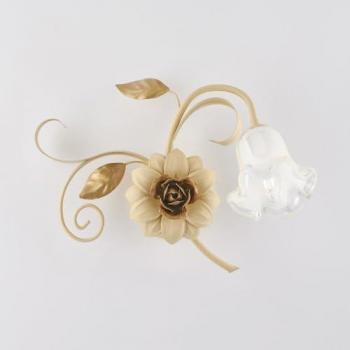Aplique Shabby Chic 1 Luz E14 en Hierro Forjado Marfil Decapado