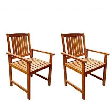 vidaXL Garden Chairs 2 pcs Solid Acacia Wood Brown