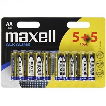 Maxell AA LR6 MN 1500, Baterías AA, Alcalinas, Pack de 10