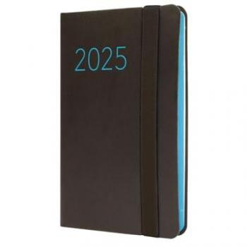 Agenda Finocam FLEXI Negro Mini 8,2 x 12,7 cm 2025 Lisa - Agenda encuadernada año 2025 Flexi Lisa F2-82x127 mm semana vista horizontal multilingüe