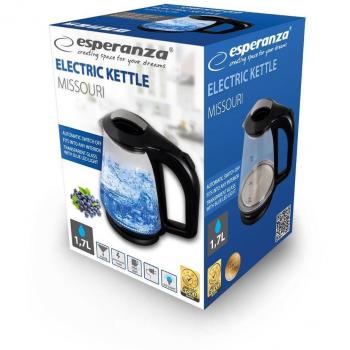 Hervidor eléctrico Esperanza EKK024K con Capacidad de 1,7 litros y Potencia de 1500 W en Color Negro