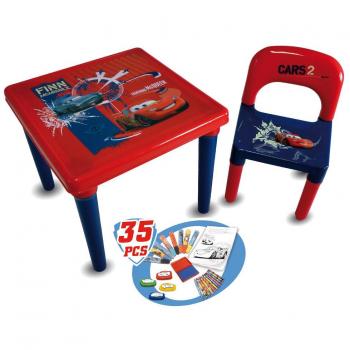 D'Arpèje CDIC016 Cars - Mesa y silla infantil con set para colorear