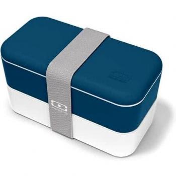 MONBENTO - Fiambrera Lunch Box MB Original Denim Made in France - Bento Box con 2 Compartimientos Herméticos - Caja Bento Trabajo/Escuela - Sin BPA - Segura y Duradera - Azul