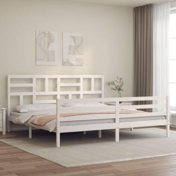 Estructura de cama con cabecero de madera maciza blanca 200x200cm vidaXL