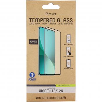 Muvit for Change Protector de Pantalla Vidrio Templado Curvo Case Friendly con Marco Negro Compatible con Xiaomi 12/12X