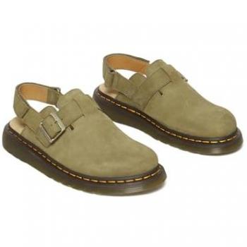 Dr. Martens Jorge II Olive Green Tumbled Nubuck Slingback Mules