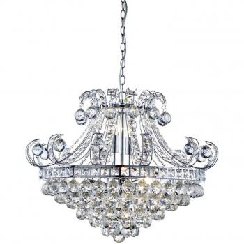 Lámpara colgante de 6 luces Bloomsbury en cromo y cristal con acabado cromado, tipo de bombilla E14