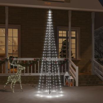 vidaXL Christmas Tree on Flagpole with Cold White 310 LEDs, 300 cm