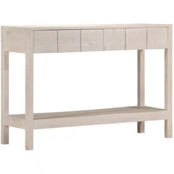 Mesa Consola de Madera Maciza de Mango 110x35x75 cm - Marrón y Blanco, Mesa de Sofá, Mesa de Entrada para Salón, Consola de Entrada, Mueble Recibidor, Mesita Auxiliar
