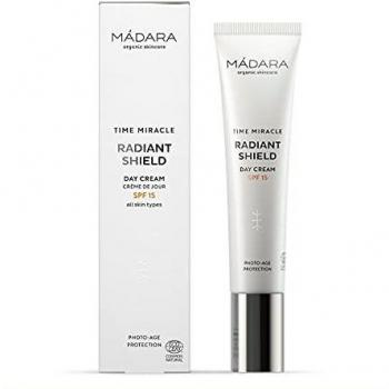 MÁDARA Organic Skincare Time Miracle Radiant Shield Day Cream SPF15 40 ml - Age-Defying Moisturizer with Hyaluronic Acid and Invisible UVA/UVB Protection