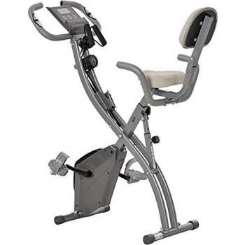 HOMCOM Bicicleta Estática Plegable con Altura y Resistencia Magnética Ajustables con Pantalla LCD y Asiento con Respaldo 97x51x115 cm Gris