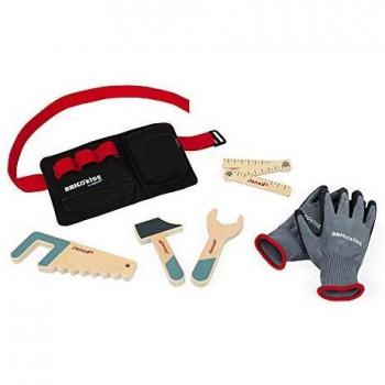 Janod - Cinturón de Bricolaje con Herramientas de Madera y Guantes - Juguete de Imitación de Bricolaje - Desarrolla la Motricidad Fina y la Imaginación - Certificado FSC - A partir de 3 Años, J06475