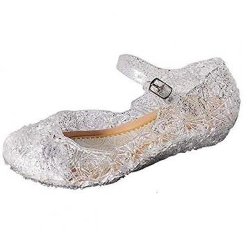 GenialES Disfraz Sandalias de Vestido con Tacón Plástico Princesa Queen Balnco para Cumpleaños Carnaval Fiesta Cosplay Halloween Niña EU35/200