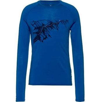 Odlo Alliance Longsleeve Camiseta de Manga Larga para Hombre, Mykonos Blue-Mountain Print FW19, Small