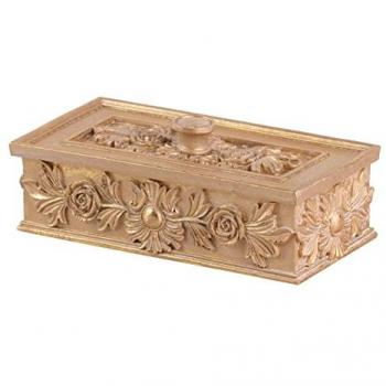 Caja Decorativa de Resina Dorada para Joyas y Documentos 20x10x7,5 cm