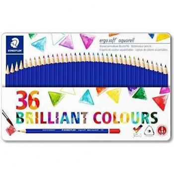 STAEDTLER Surtido de lápices de colores triangulares y acuarelables de Ergosoft, 156 SB12 36 unidades, Multicolor