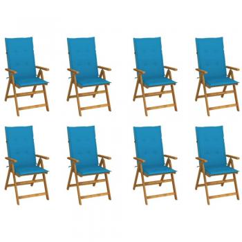 Folding Garden Chairs with Cushions Set of 8 Solid Acacia Wood
