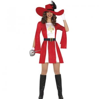 Disfraz de Mosquetera roja para mujer