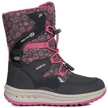 Geox Niñas Botas de Nieve Roby Girl WPF, Chica Botas,Botas de Invierno,Botas térmicas,moonboots,canadienses,DK Grey/Fuchsia,32 EU / 13 UK Child