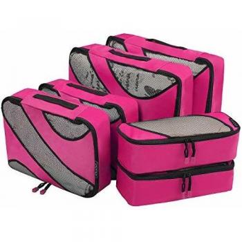 Amazon Brand - Eono Organizadores de Viaje Cubos de Embalaje Organizadores para Maletas Travel Packing Cubes Equipaje de Viaje Organizadores Organizadores para el Equipaje - Fucsia, 6-Pcs