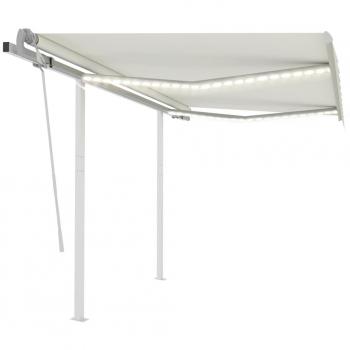 Toldo Retráctil Manual con LED 3x2,5 m Color Crema