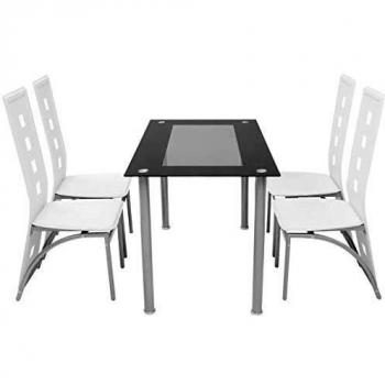 vidaXL Conjunto de Comedor Marco de Acero Pack de Cinco Piezas de Color Blanco