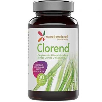Clorend Alga Chlorella 750mg con B12 - 90 Cápsulas de Mundo Natural