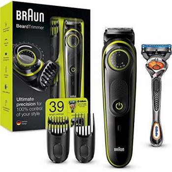 Braun BT3041 - Máquina Cortar Pelo, Recortadora de Barba y Cortapelos Cuchillas Afiladas de Larga Duración, Maquinilla Gillette Fusion5 ProGlide con Tecnología FlexBall de Regalo, Negro/Verde