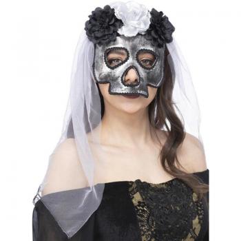 Máscara de Novia Calavera con velo de Smiffy's