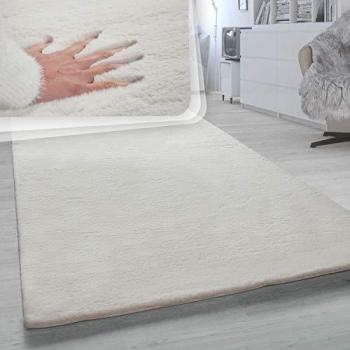 Alfombra Salón Pelo Largo Shaggy Piel Sintética Suave Beige 150x170 cm Ovalado