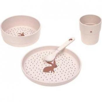 Set de Vajilla Infantil Ecológico Lässig - Little Forest Conejo (4 piezas: plato, bol, taza y cuchara)