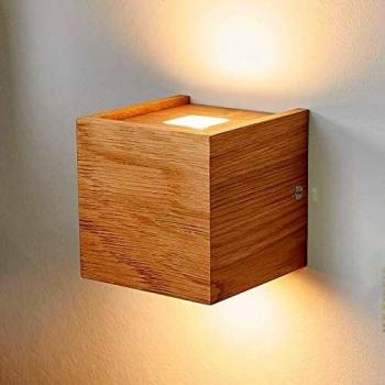 Aplique LED atenuable de roble Mila, 10 cm
