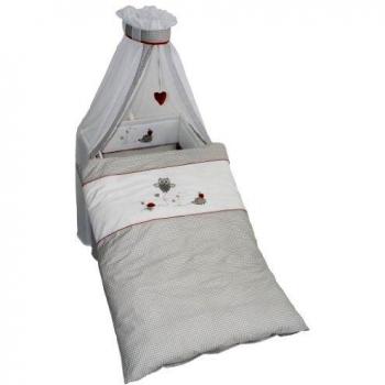 Roba-Kids Adam & Owl - Juego de funda de edredón, funda de almohada, protector y dosel