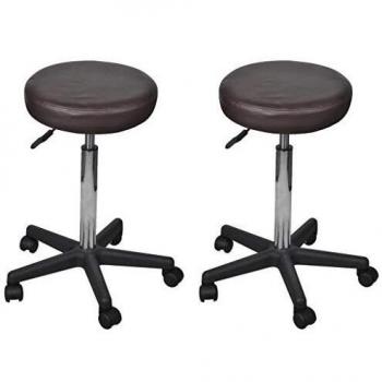 vidaXL 2X Taburetes de Oficina de Cuero Sintético Mobiliario Muebles Decoración Casa Hogar Diseño Estético Ergonómico Duraderos Marrón 35.5x98cm