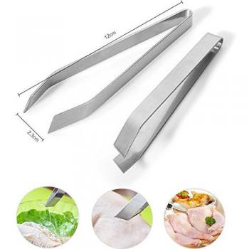 EQLEF® 2 piezas de acero inoxidable Cerdo Pollo Defeatherer y hueso de pescados del Cerdo Pollo Tong pinza de pelo removedor