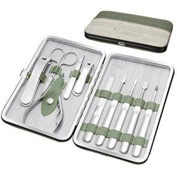 HOCOSY Set de Manicura y Pedicura Profesional, Cortauñas 10 in 1 kit pedicura Hecho de Acero Inoxidable para Atención Personal, con Caja de alojamiento