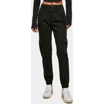 Urban Classics Ladies Cotton Twill Utility Cargo Trousers - Black - 28 to 32 - 98% Cotton, 2% Elastane